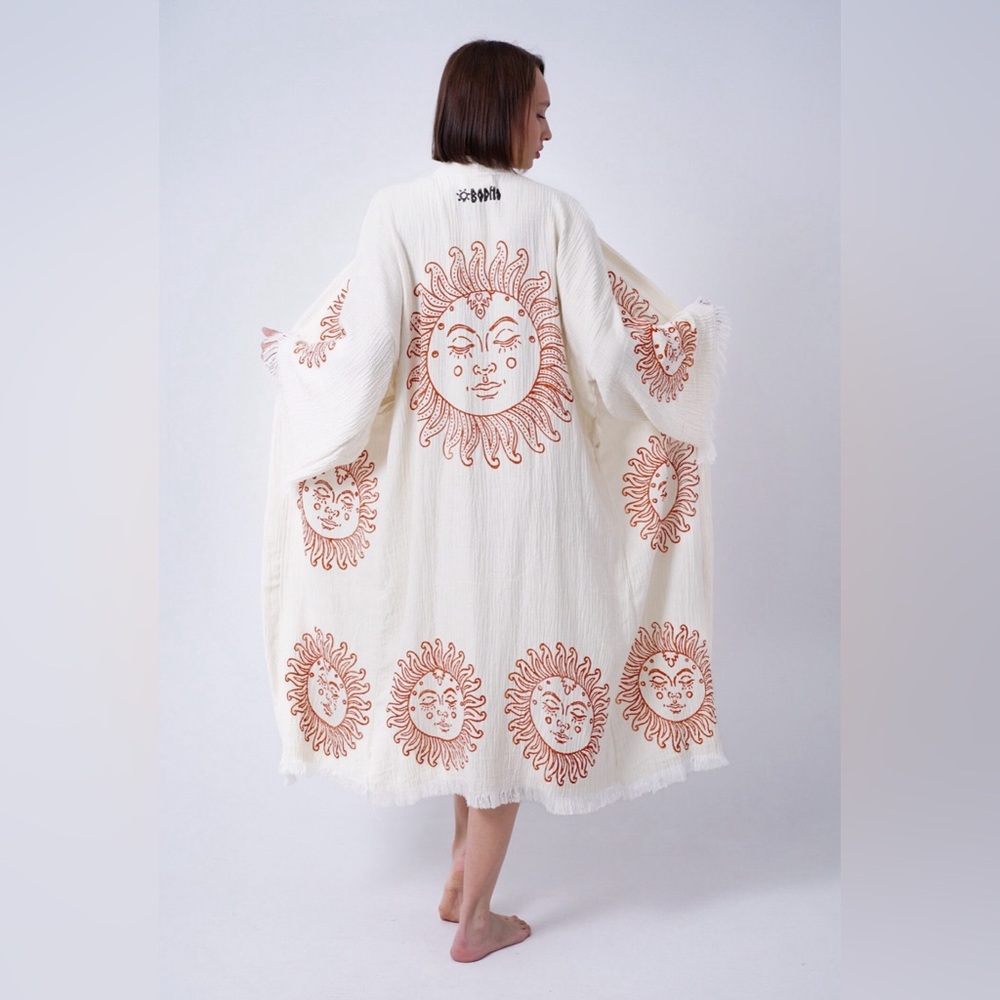 Handmade Sun Boho Festival Kimono‎ Burgundy, Boho